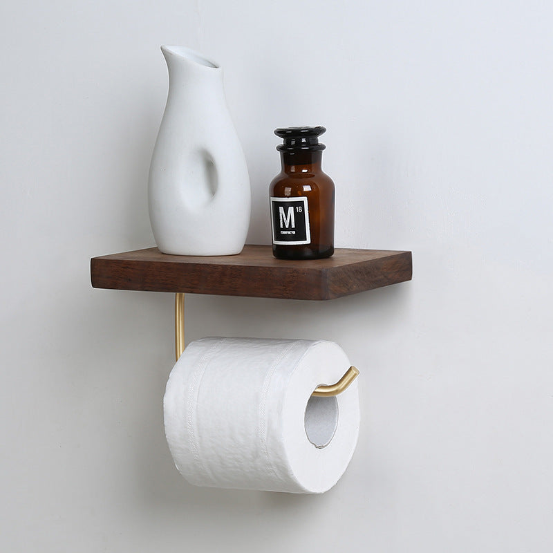 Black Walnut Solid Wood Bathroom Toilet Paper Non-perforated Shelf