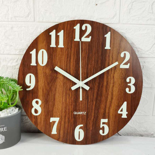 Glow In The Dark Wood Wall Clock