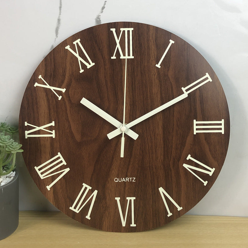 Glow In The Dark Wood Wall Clock