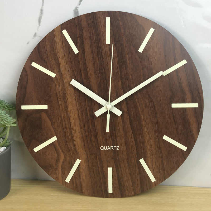 Glow In The Dark Wood Wall Clock