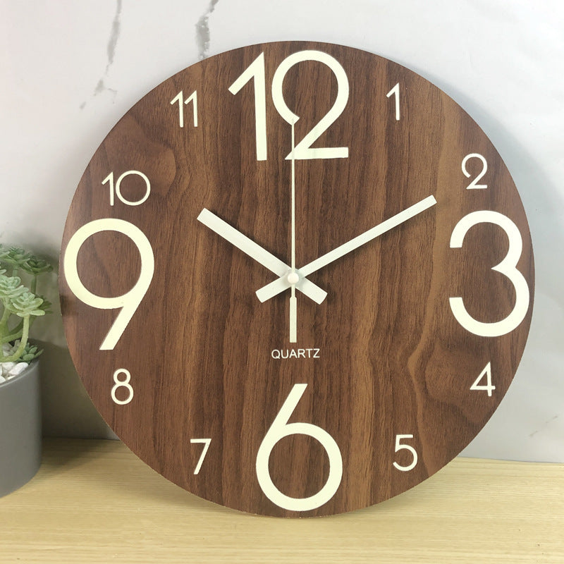 Glow In The Dark Wood Wall Clock