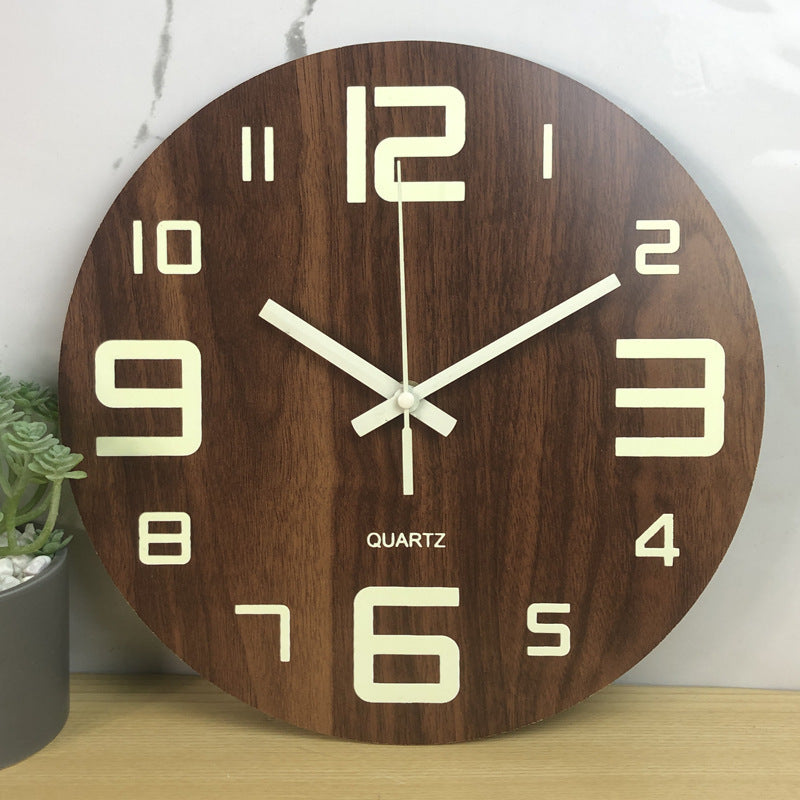 Glow In The Dark Wood Wall Clock