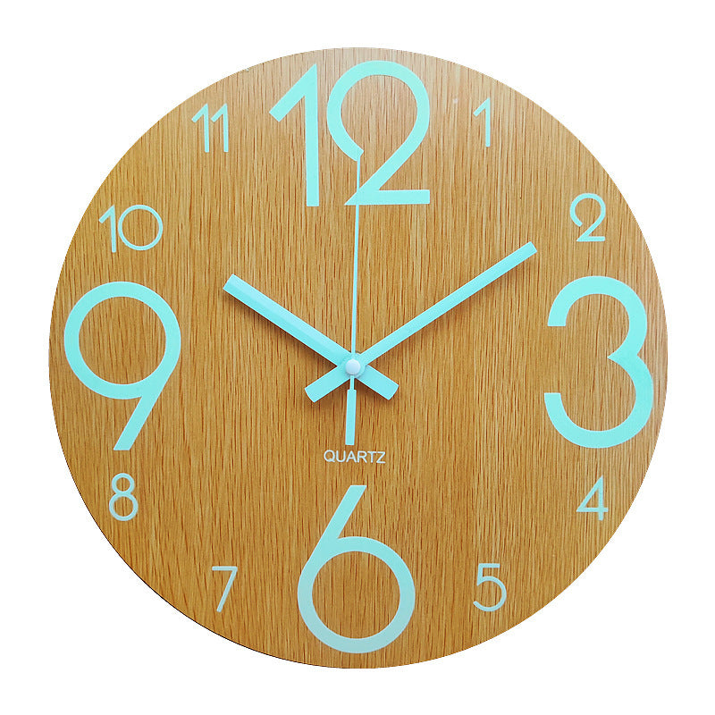 Glow In The Dark Wood Wall Clock