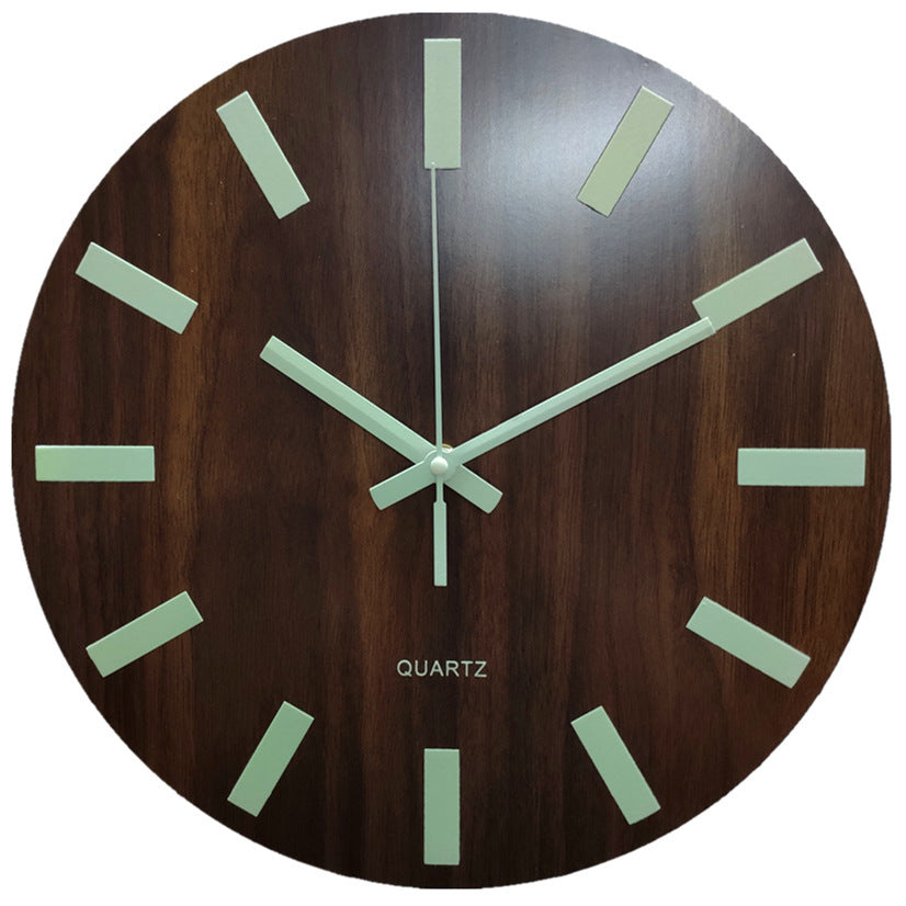 Glow In The Dark Wood Wall Clock