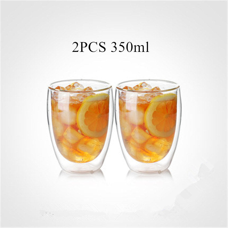 Heat resistant glass double coffee cup