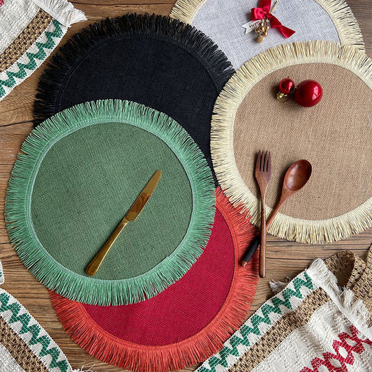 Handwoven Jute Tassel Placemats