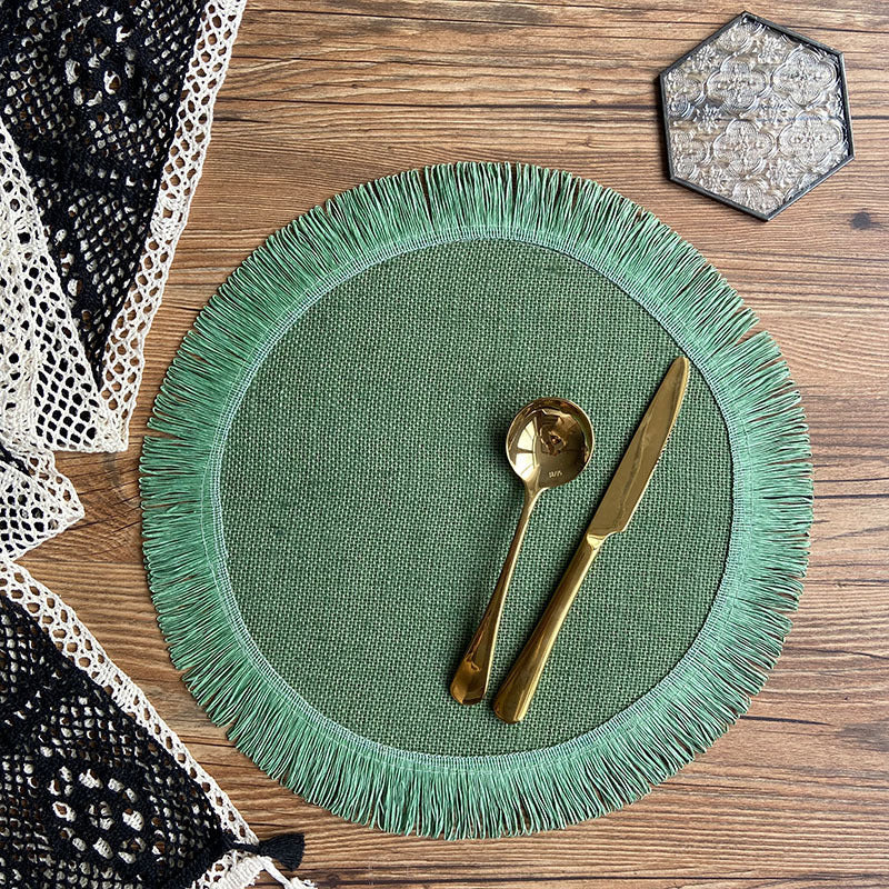 Handwoven Jute Tassel Placemats