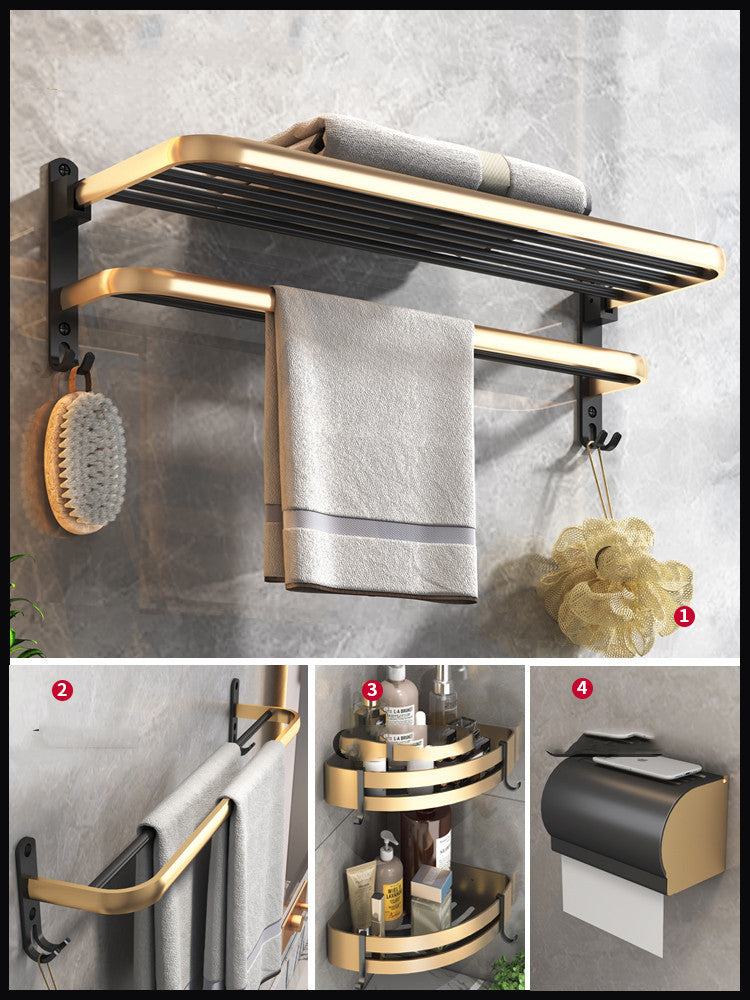 Space Aluminum Bathroom Shelf Wall Hanging Towel Rack