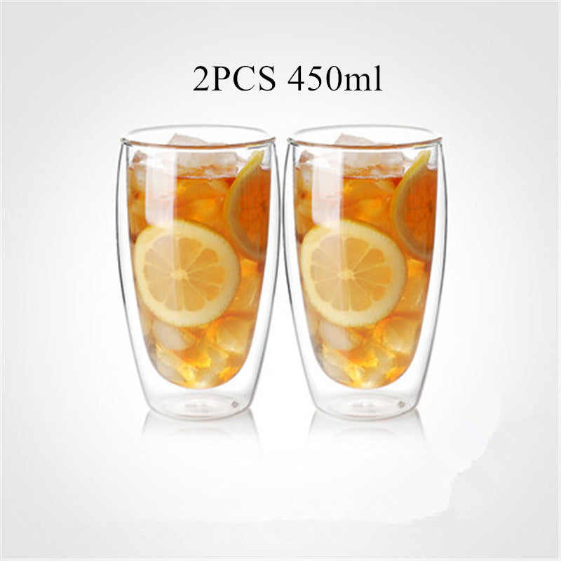 Heat resistant glass double coffee cup