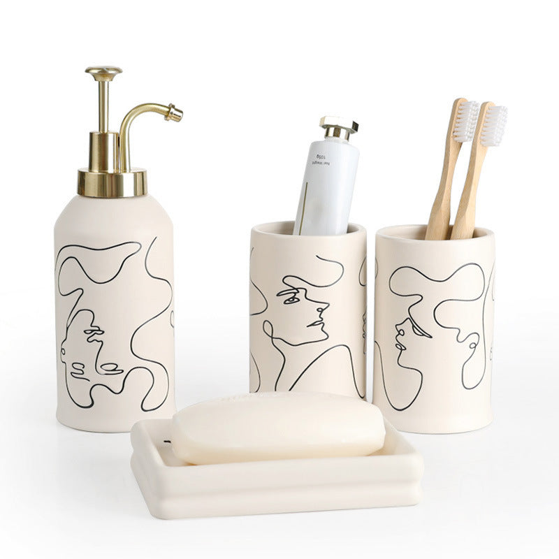 Ceramic  Abstract Creamy-white 4-piece Set