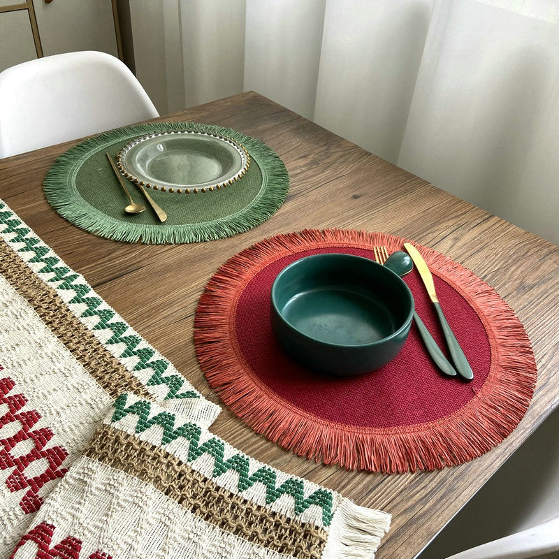 Handwoven Jute Tassel Placemats