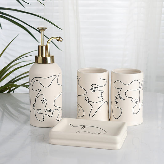 Ceramic  Abstract Creamy-white 4-piece Set