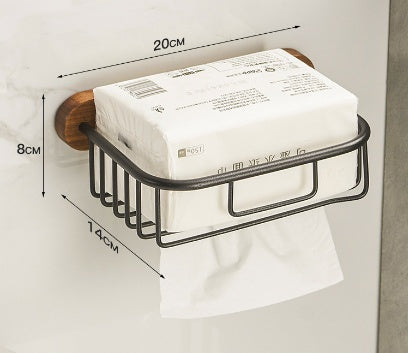 Solid Wood Towel Rack Perforation-free Bathroom Shelving