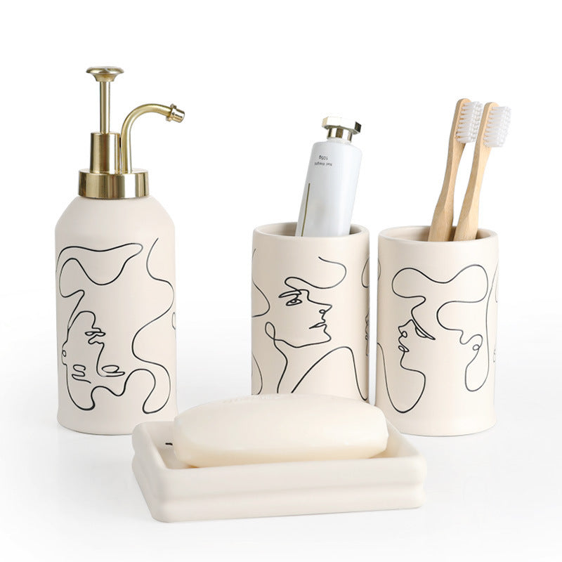 Ceramic  Abstract Creamy-white 4-piece Set