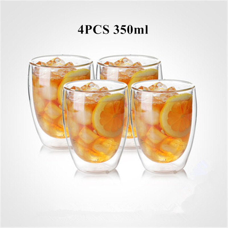 Heat resistant glass double coffee cup