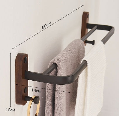 Solid Wood Towel Rack Perforation-free Bathroom Shelving